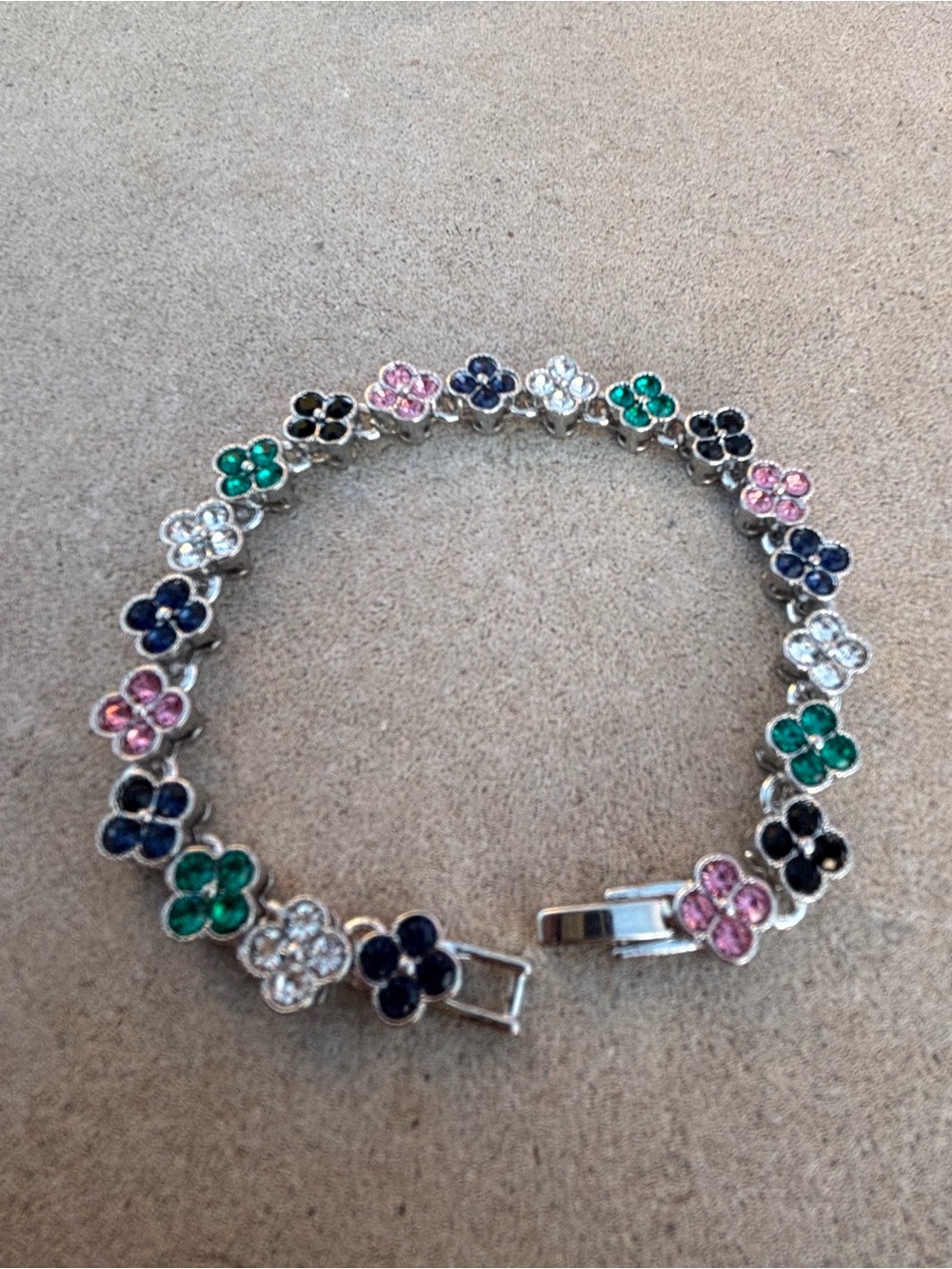 Multicolor Floral Crystal Tennis Bracelet - Women Jewelry